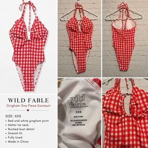 New Wild Fable Gingham One Piece Swimsuit Women’s XXS Red White Retro Style